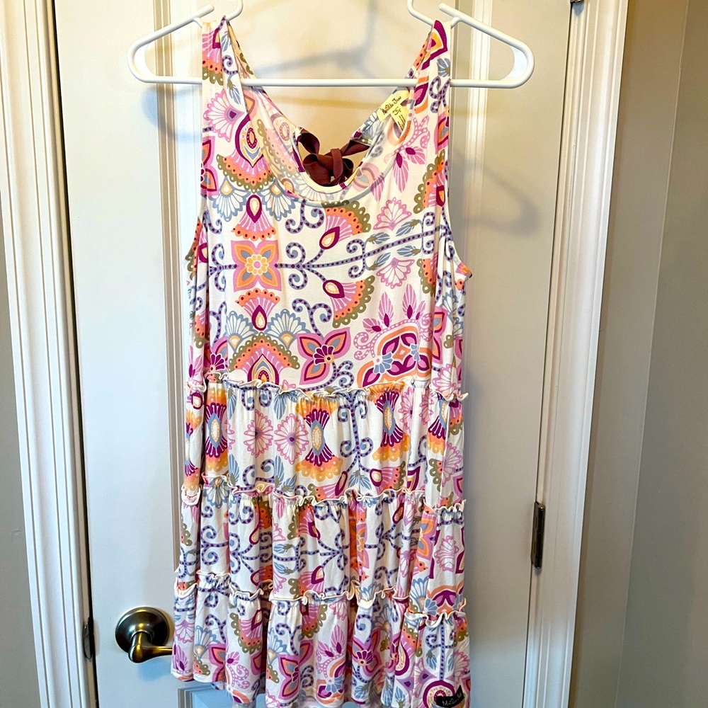 Matilda Jane tunic tank - floral & paisley with tie back detail - size S